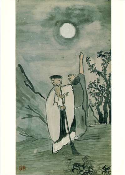 絵はがき 夏目漱石画「無題（観月二僧図）」
